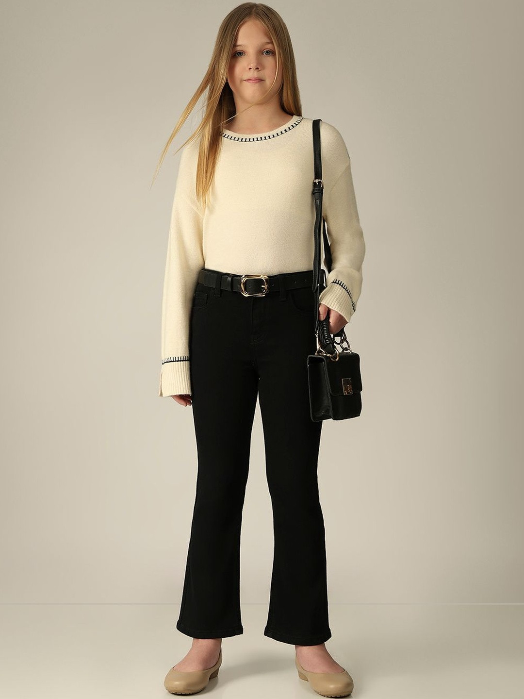 Vero Moda Girls Bootcut Mid-Rise Stretchable Jeans