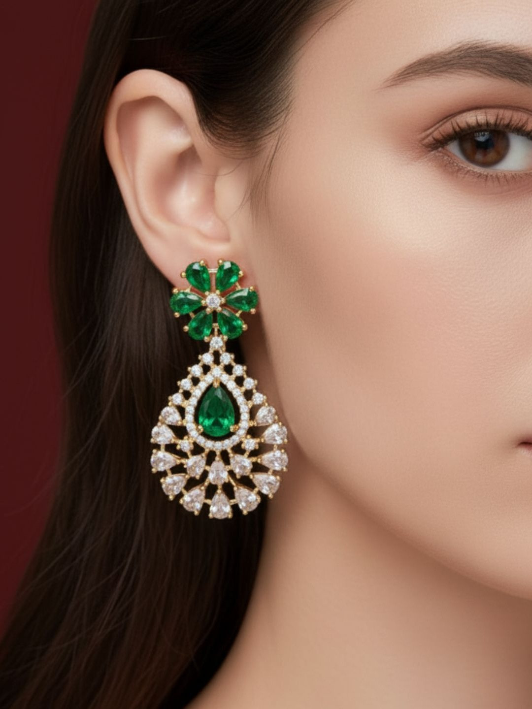 THE SHOP BOX - ELECTRIFYING JEWELLERY Gold Plated American Diamond Teardrop Earring