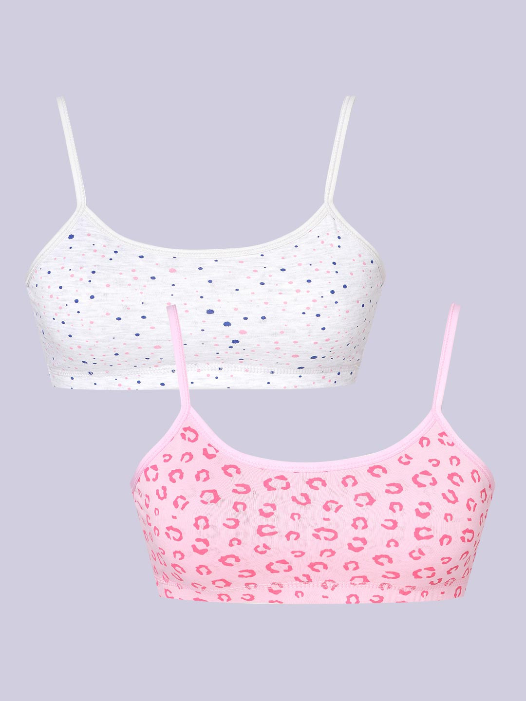 Sillysally Girls Pack Of 2 Abstract Printed Beginners Sports Bra With All Day Comfort