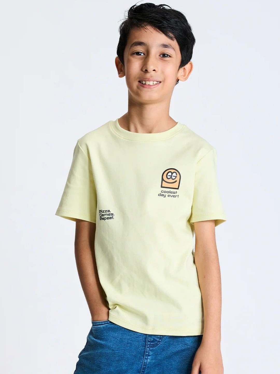 Dotokids Kids Printed Cotton Round Neck Oversized Tshirts
