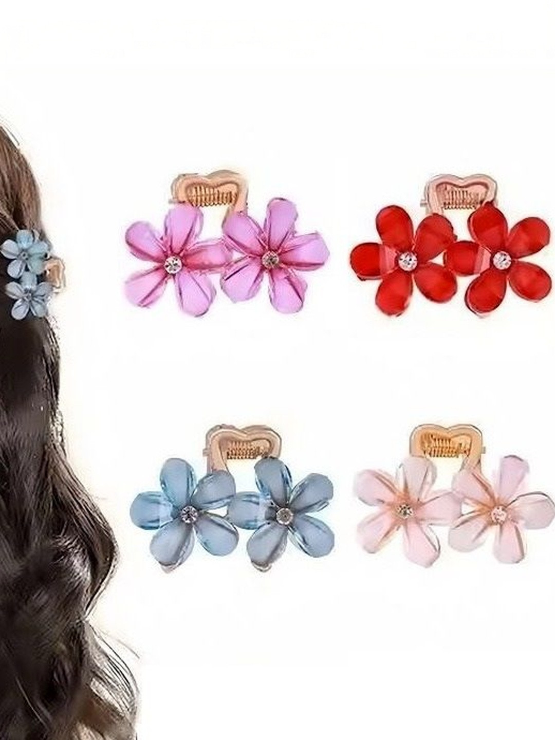 SZN Women Set of 4 Embellished Claw Clip