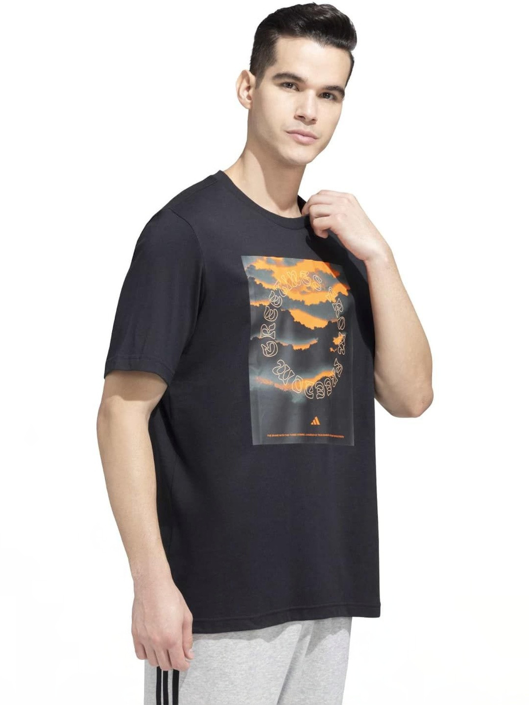 ADIDAS Graphic Printed Cotton Round Neck T-Shirt