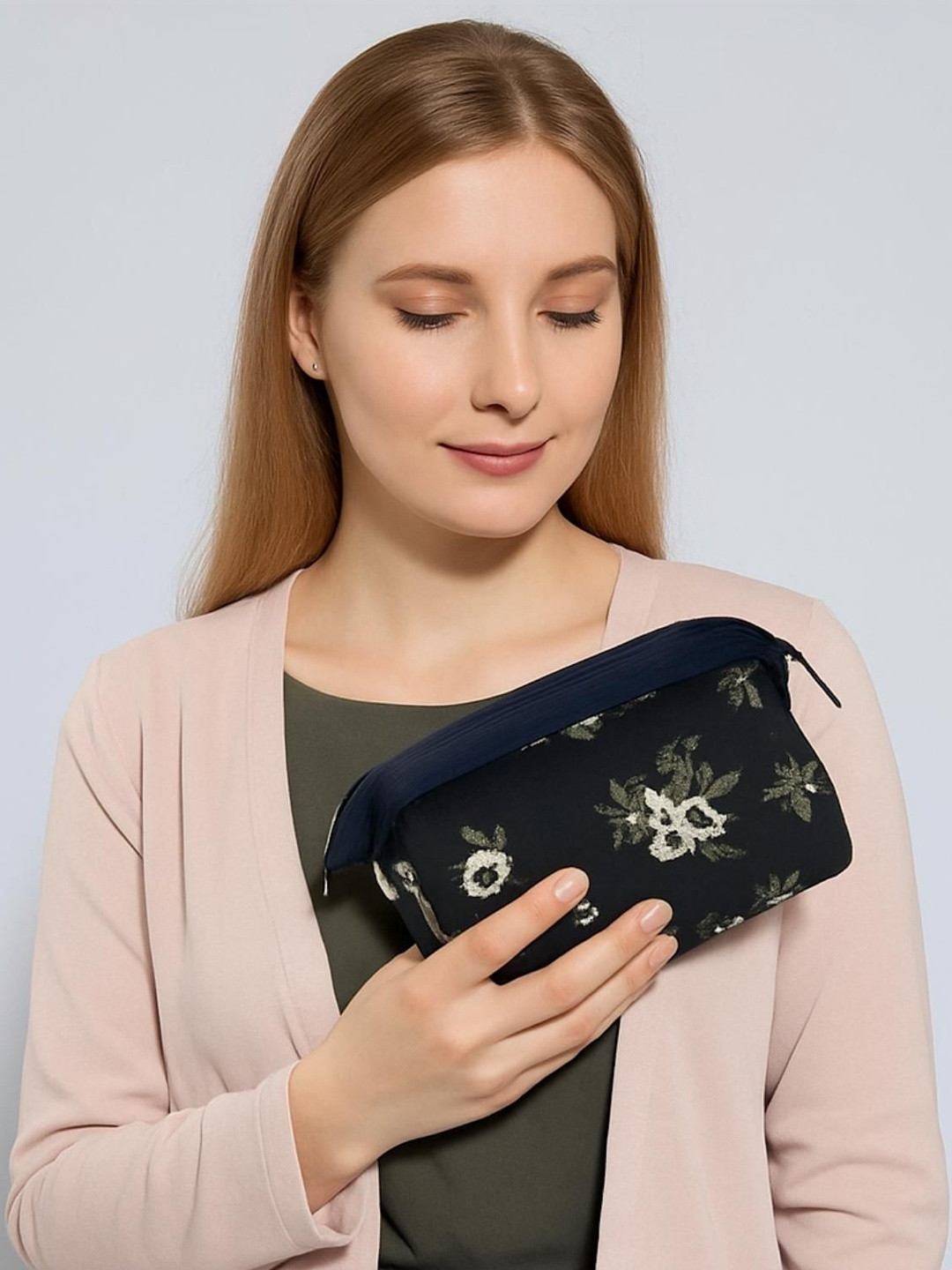 Firstseen Navy Blue Cosmetic & Makeup Pouch Travel Organizer Bag