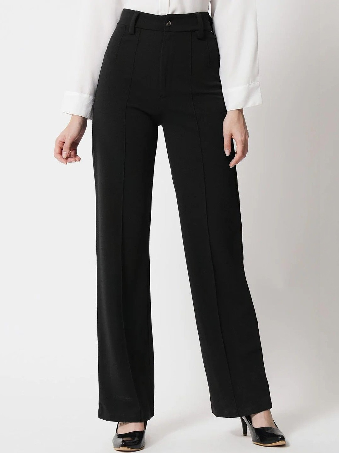 DIGITAL SHOPEE Women High-Rise Easy Wash Trousers