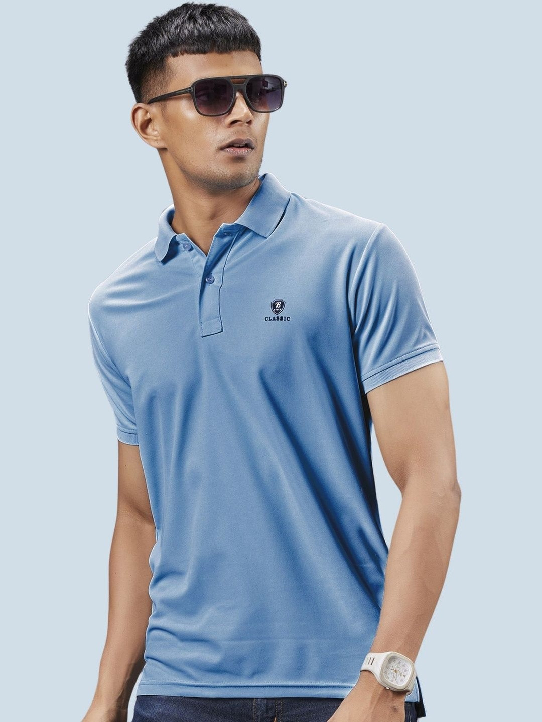 3BROS Men Brand Logo Polo Collar T-shirt