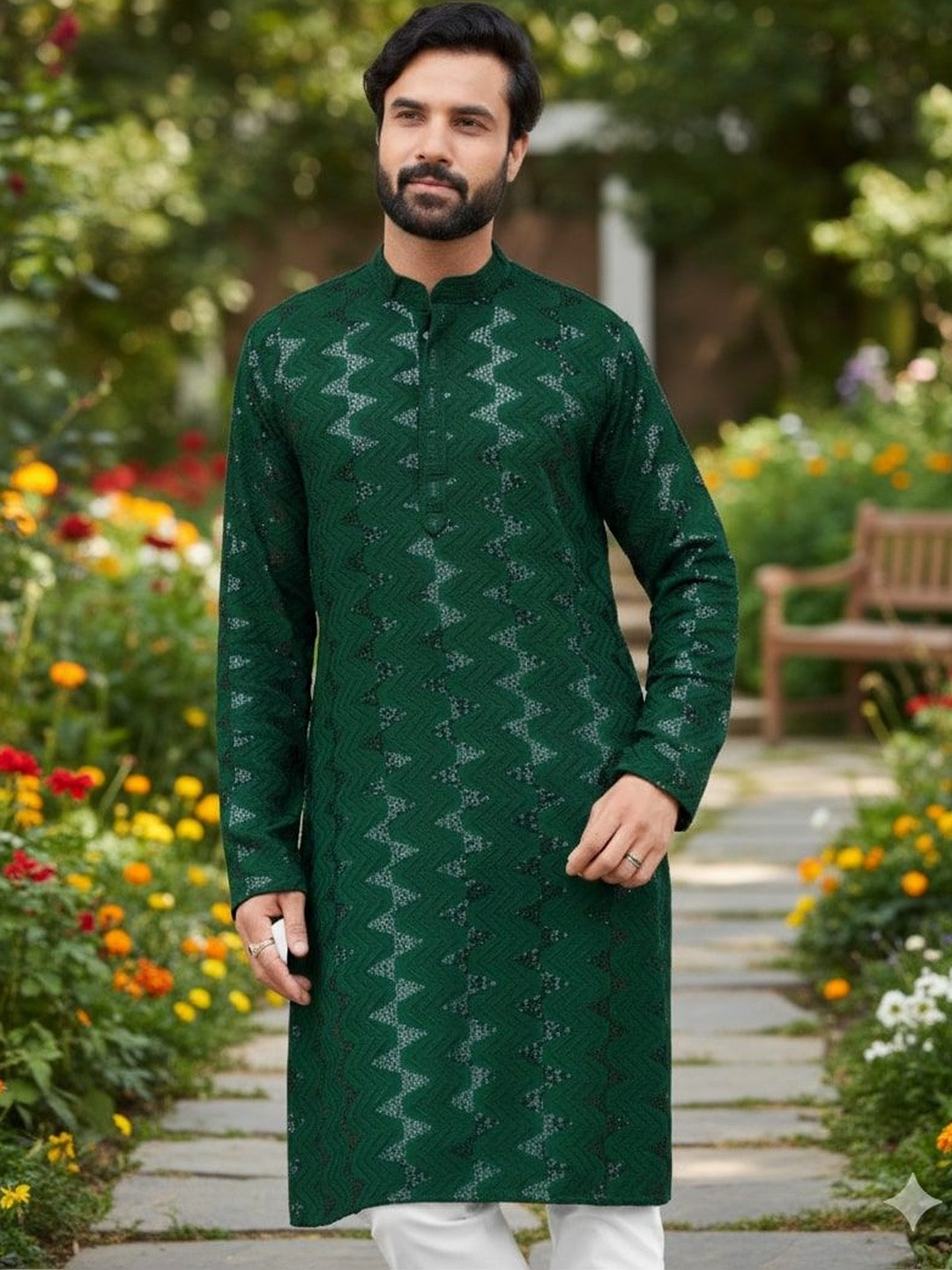 RANGRAAG Men Printed Regular Kurta with Pyjamas
