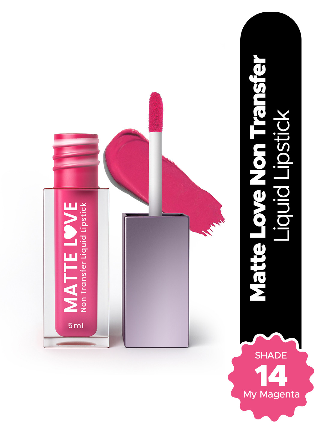 Hilary Rhoda Matte Love Non-Transfer Water-Proof Liquid Lipstick - 5ml - My Magenta 14