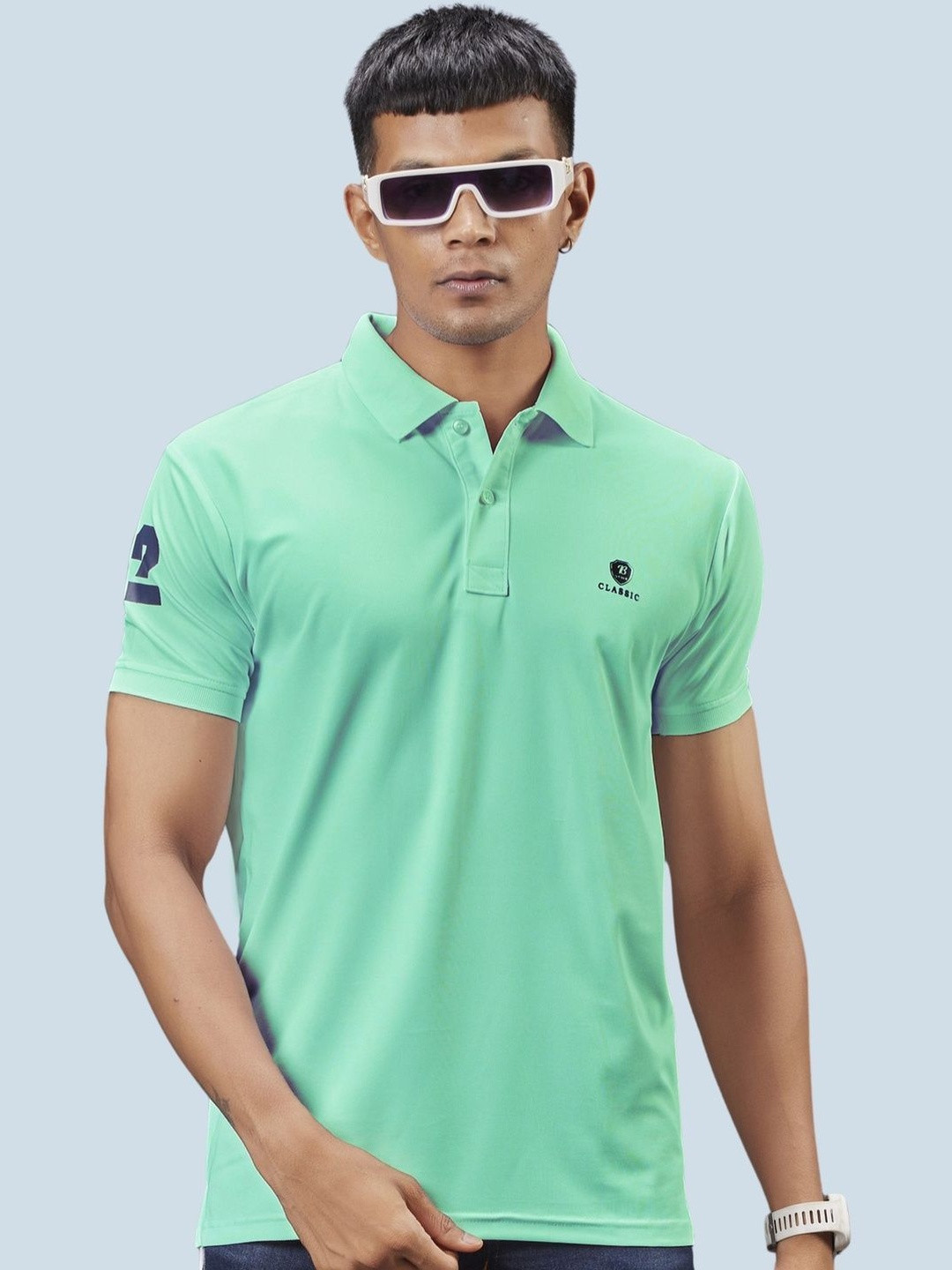 3BROS Men Brand Logo Polo Collar T-shirt