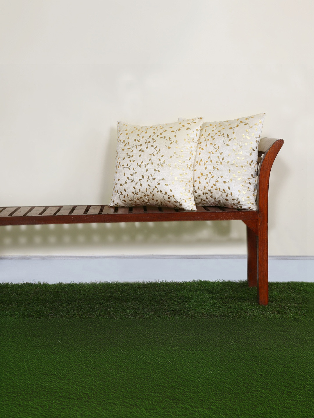 RD TREND Cream Velvet Set of 2 Square Cushion Covers 18x18 Inch