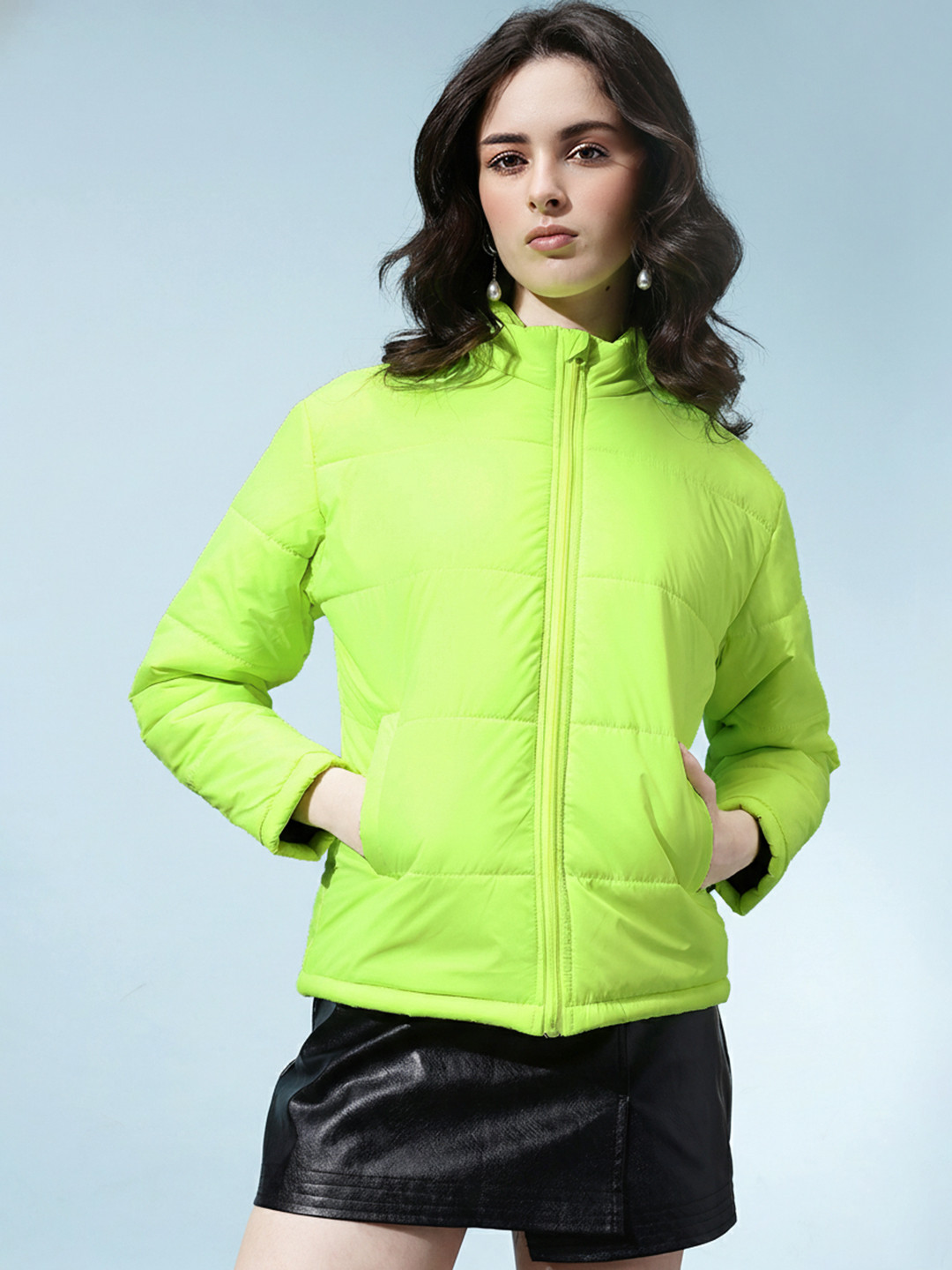 glitchez Mock Collar Padded Jacket