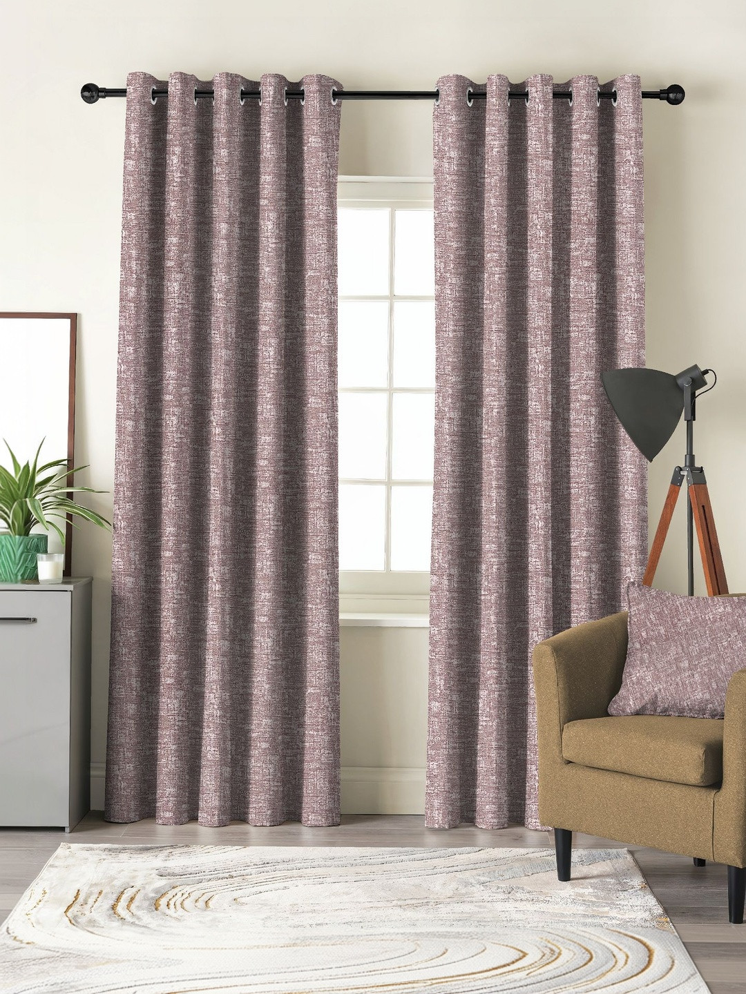 CASABLEU Rose Gold Set of 2 Black Out Long Door Curtain
