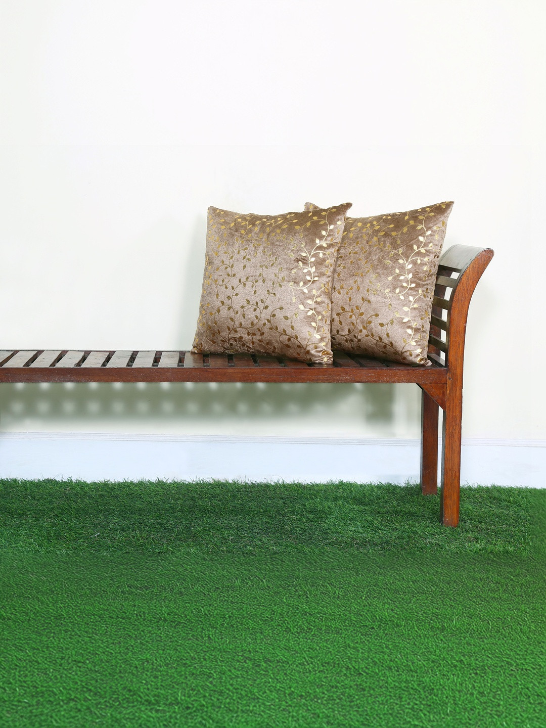 RD TREND Brown Velvet Set of 2 Square Cushion Covers 24x24 Inch