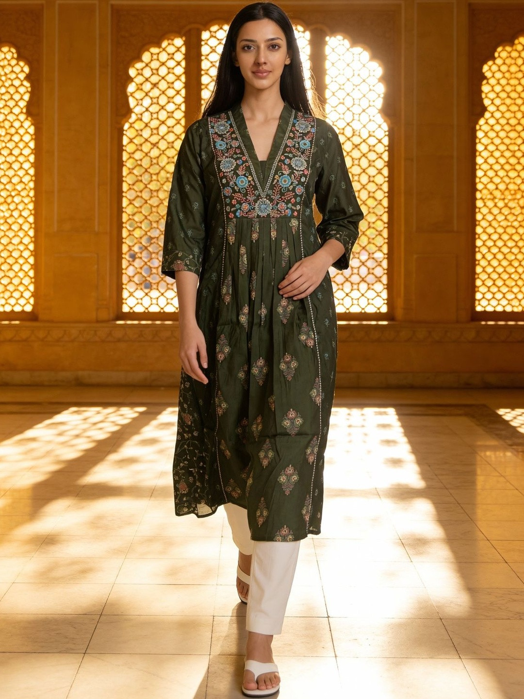 Rangita Women Ethnic Motifs Embroidered Thread Work Anarkali Kurta