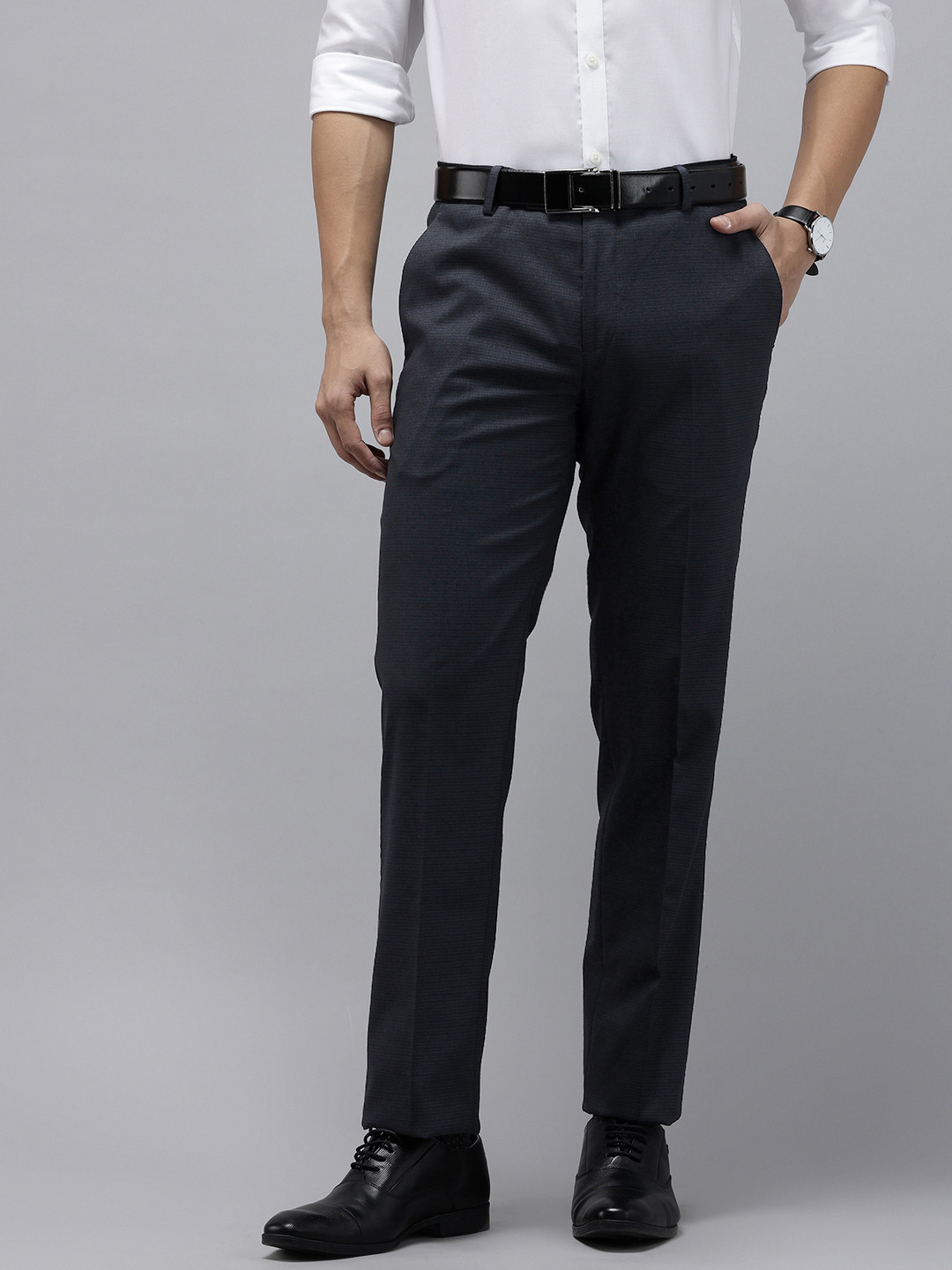 Arrow Men Striped Hudson Tailored Fit Formal Trousers