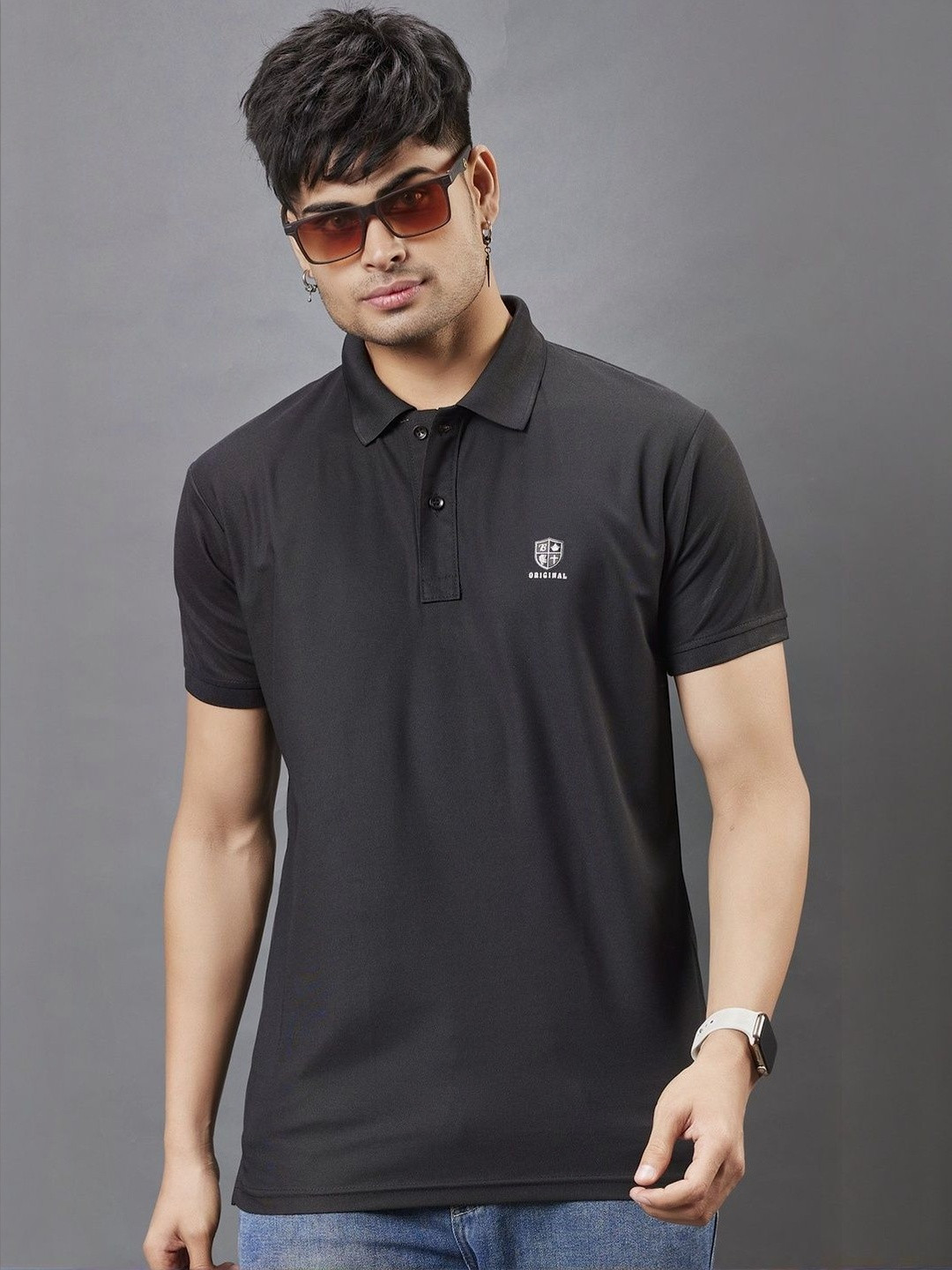 3BROS Men Brand Logo Polo Collar T-shirt