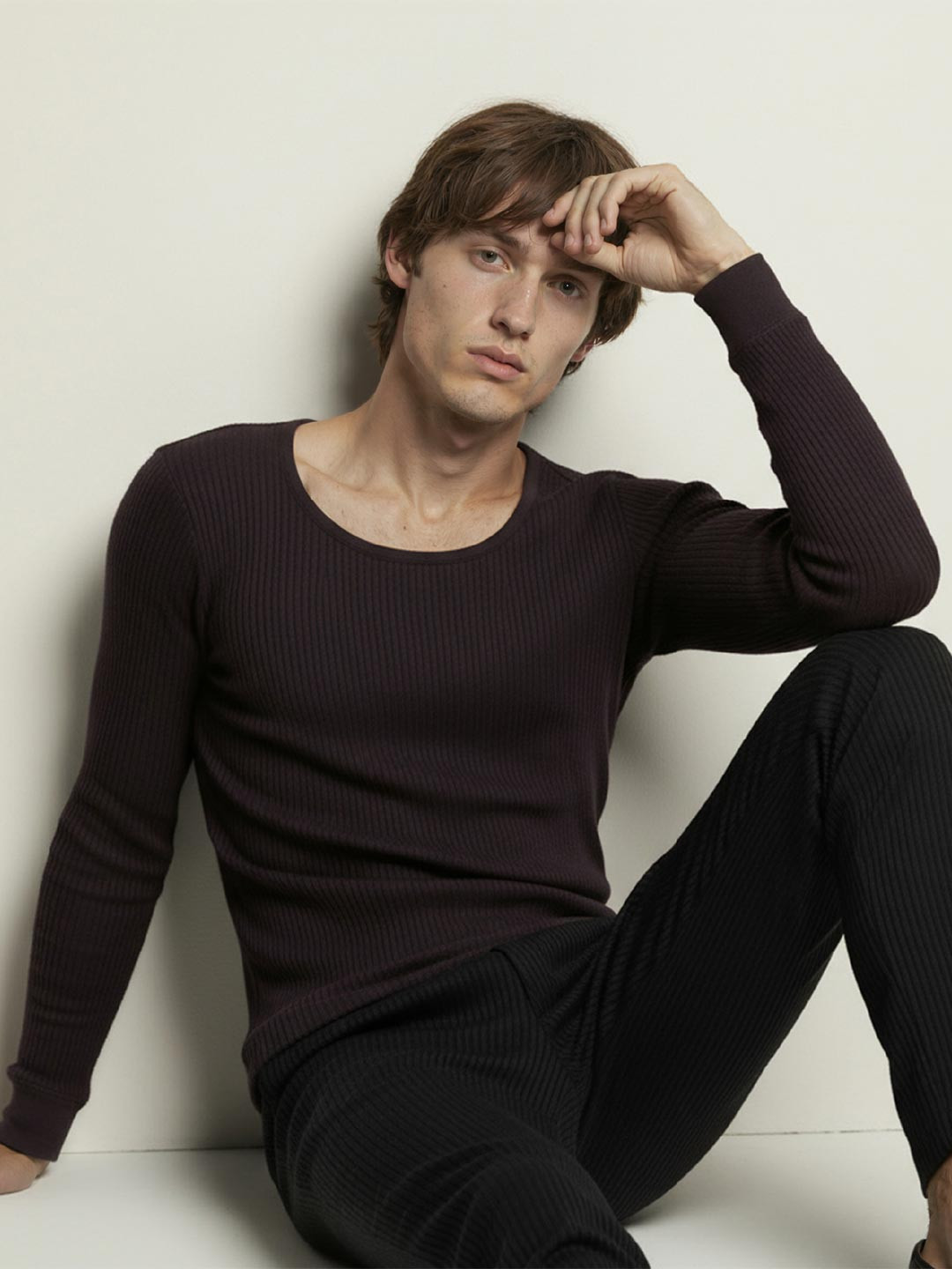 DAMENSCH Men Ribbed Round Neck Long Sleeve Thermal Top