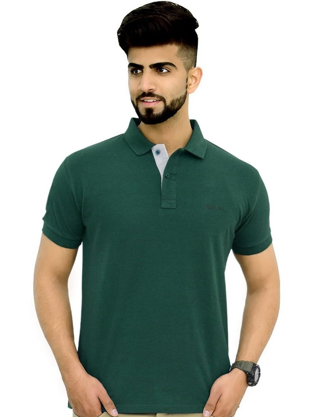 3BROS Men Brand Logo Polo Collar T-shirt