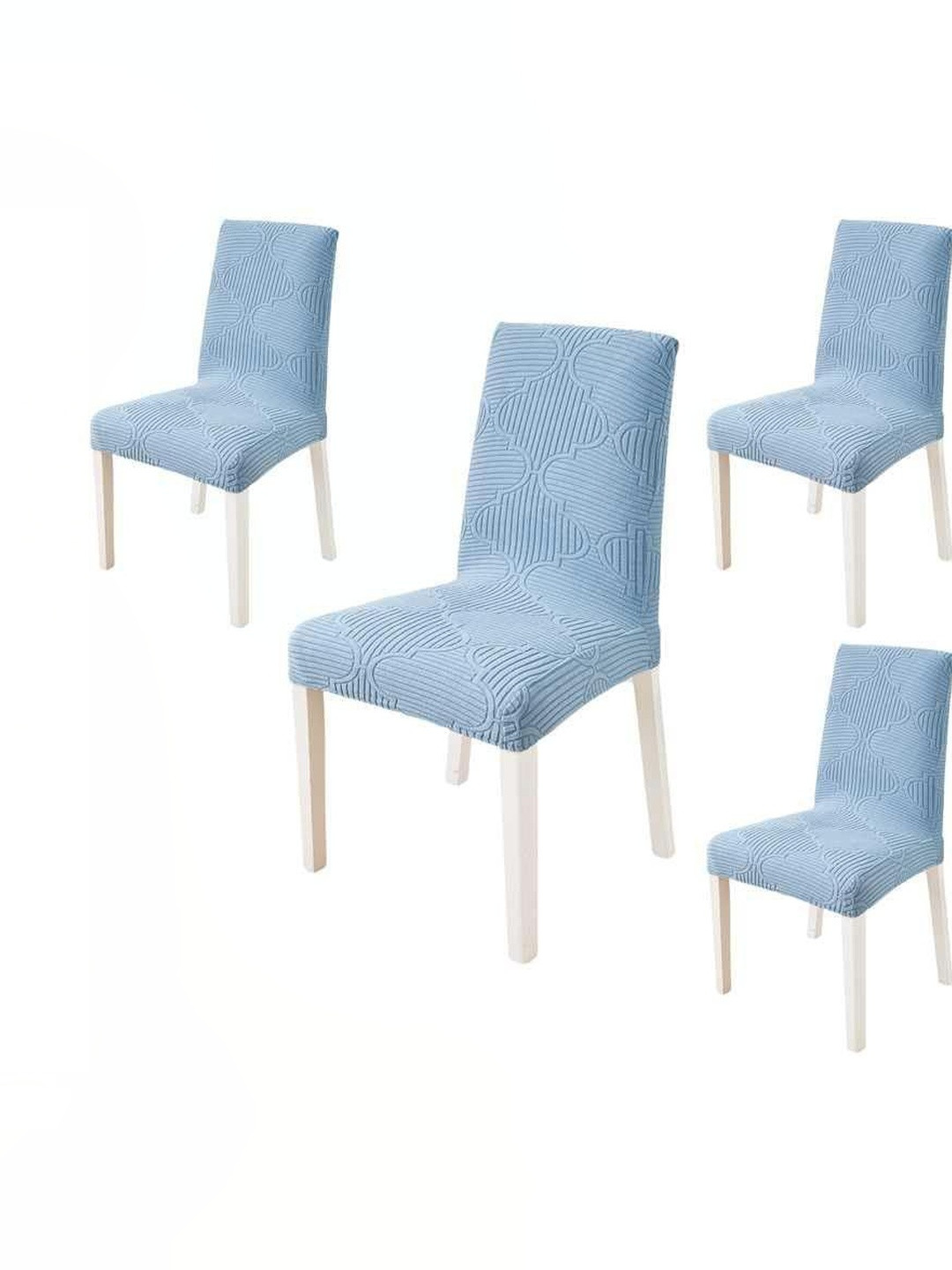 HOMETHREADS 4-Pcs Blue Textured Chair Cover