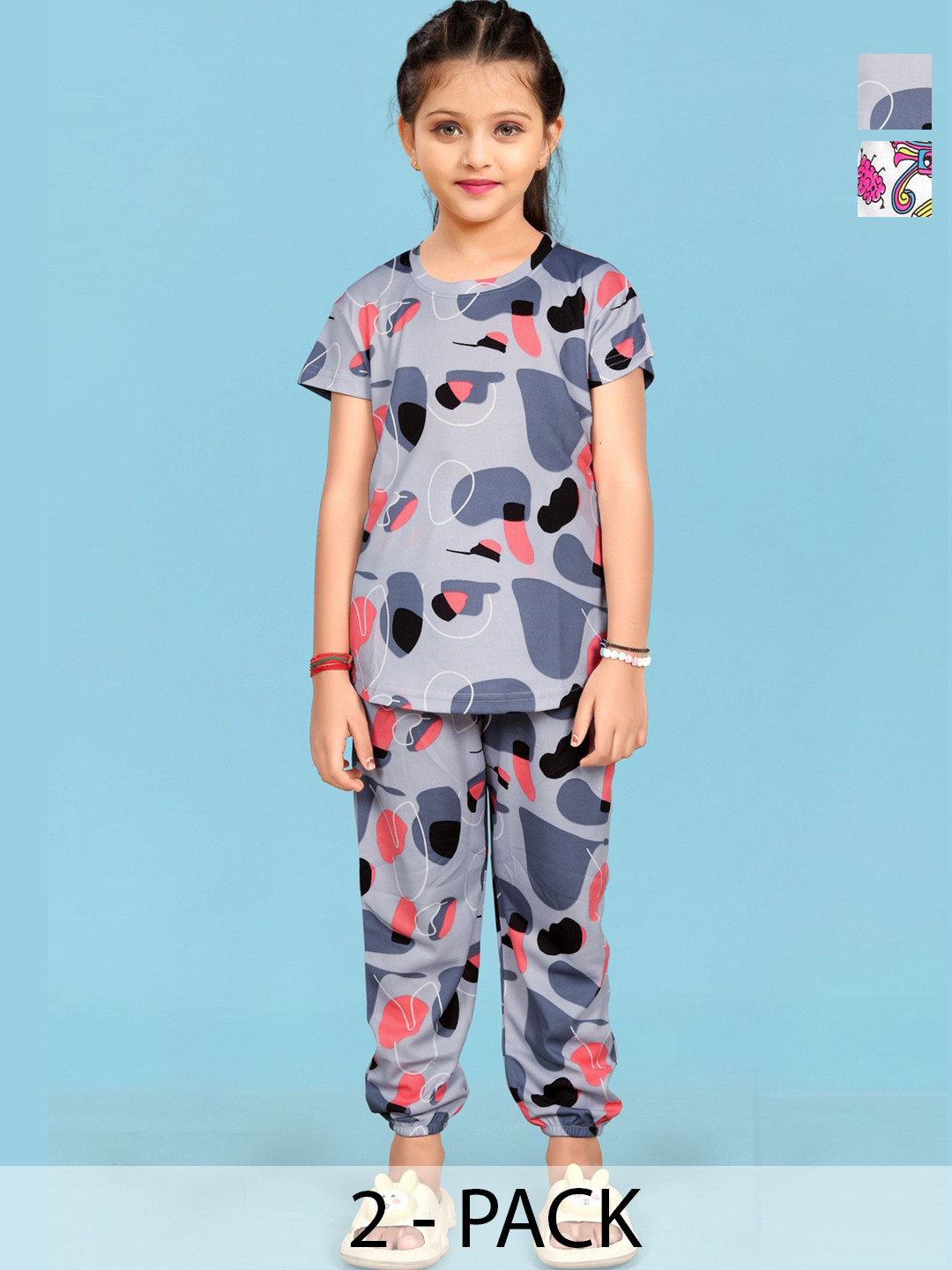 LITBABY Girls Printed Short Sleeves Nightdress