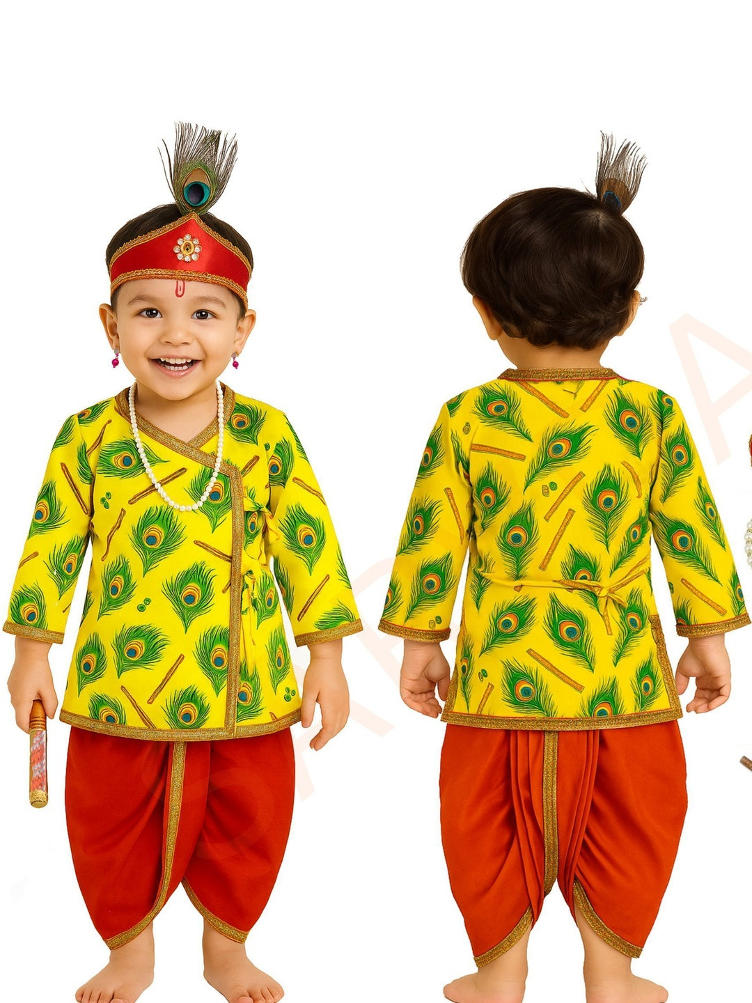 Sarvda Kids Printed Janmashtami Morpankh Dress