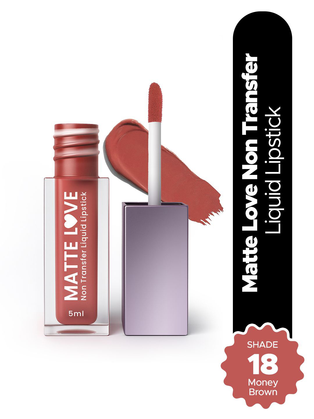 Hilary Rhoda Matte Love Non-Transfer Water-Proof Liquid Lipstick - 5ml - Money Brown 18