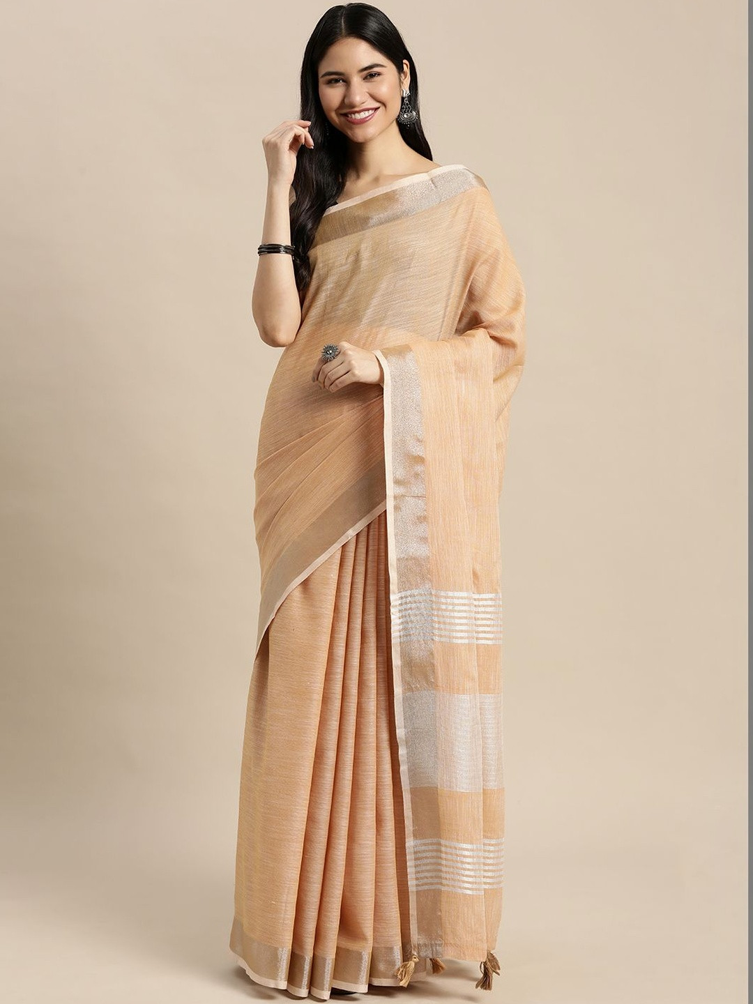 THREAD BOX Woven Design Linen Blend Saree