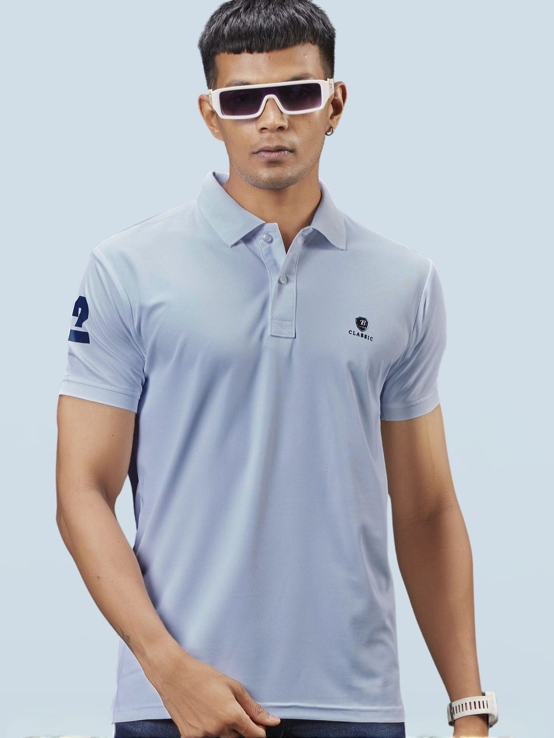 3BROS Men Brand Logo Polo Collar T-shirt