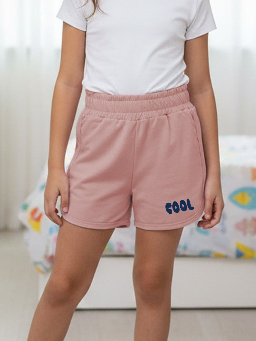 YK X Minute Mirth Girls Typography Printed Shorts