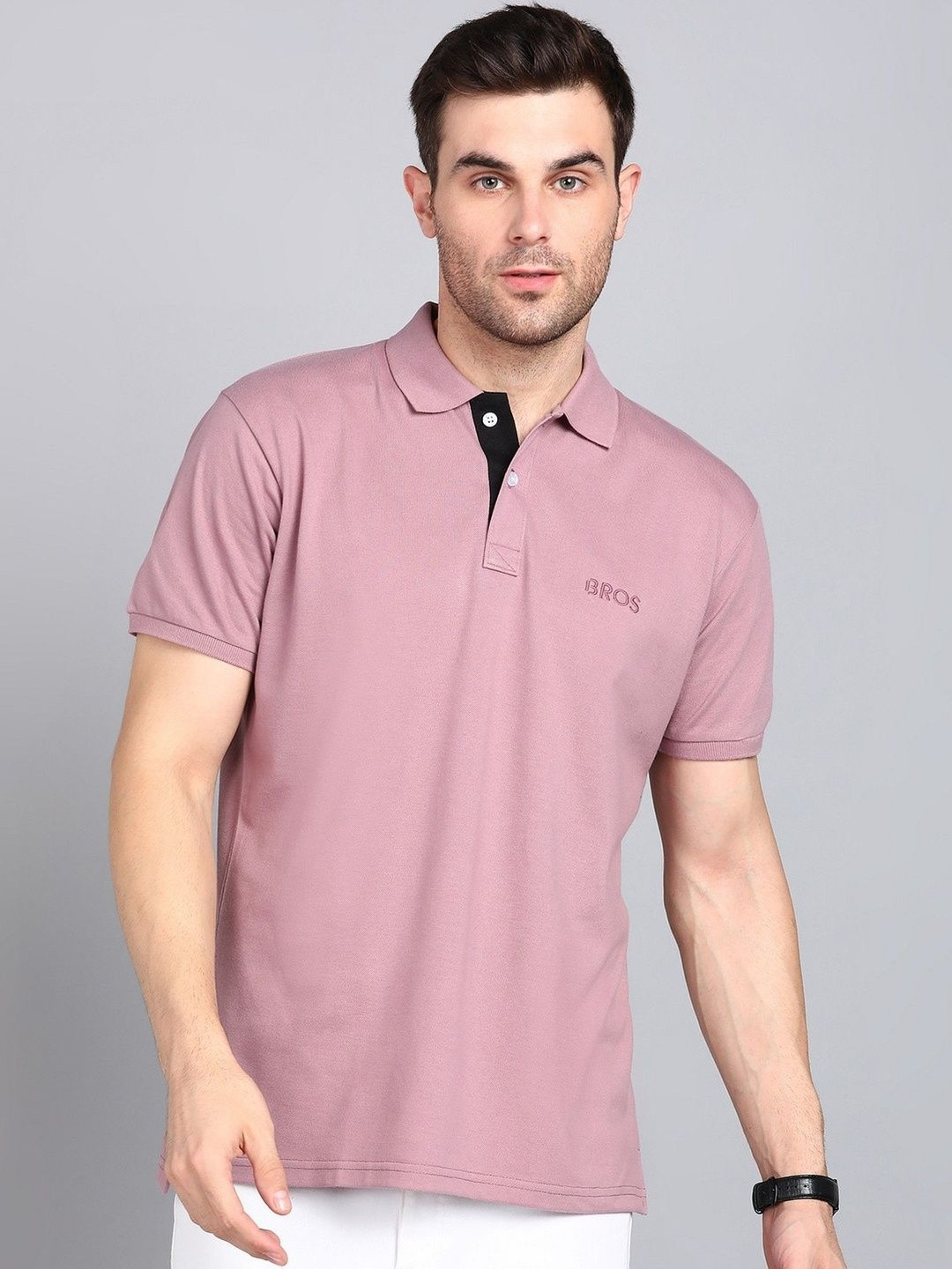 3BROS Men Brand Logo Polo Collar T-shirt