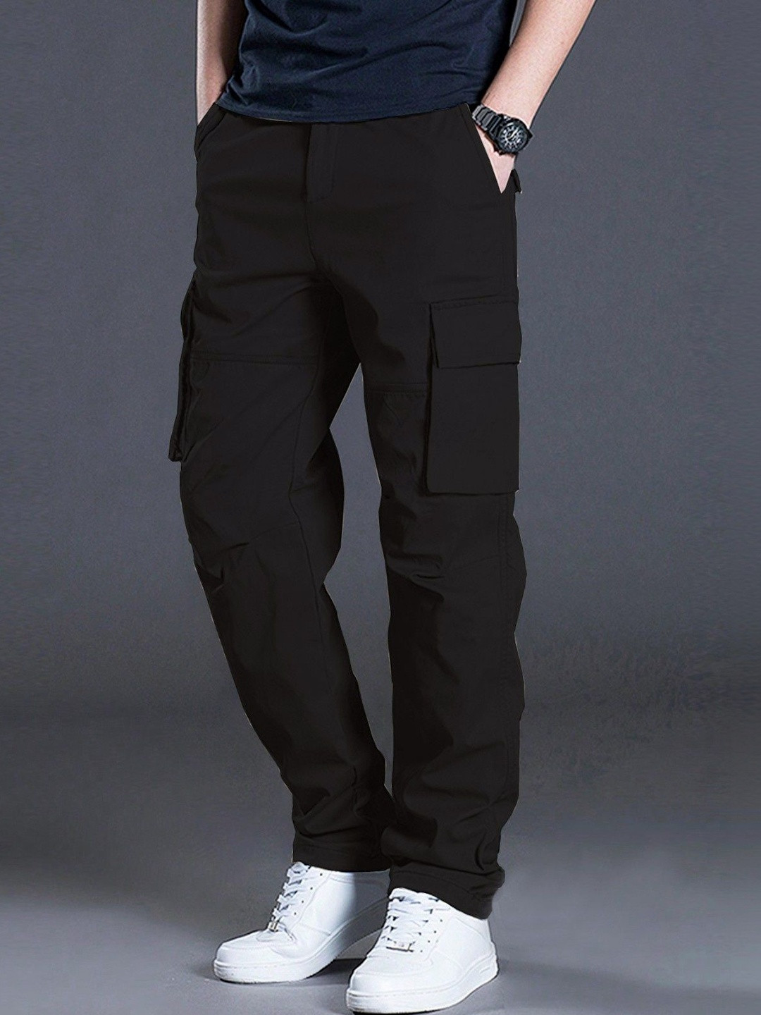 GENZILOOKS Men High-Rise Cargos Trousers