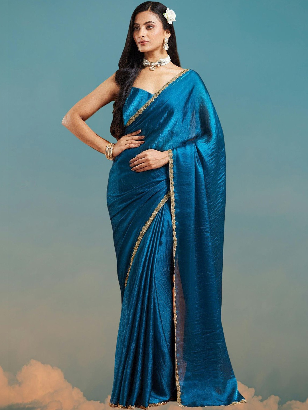 VEMEZ Beads and Stones Designer Tussar Saree