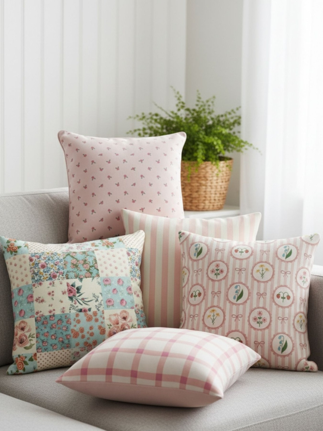 SLEEPY THREADS Unisex Set of 5 Printed Cushion Covers