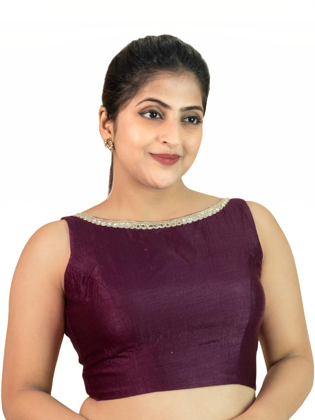 FIGURES DESIGNER Boat Neck Sleeveless Saree Blouse