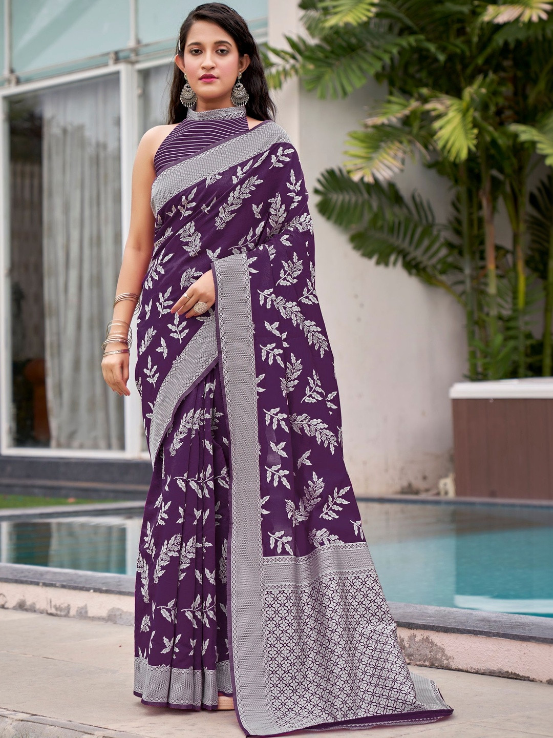 FABLAND Woven Design Zari Silk Blend Handloom Kanjeevaram Saree
