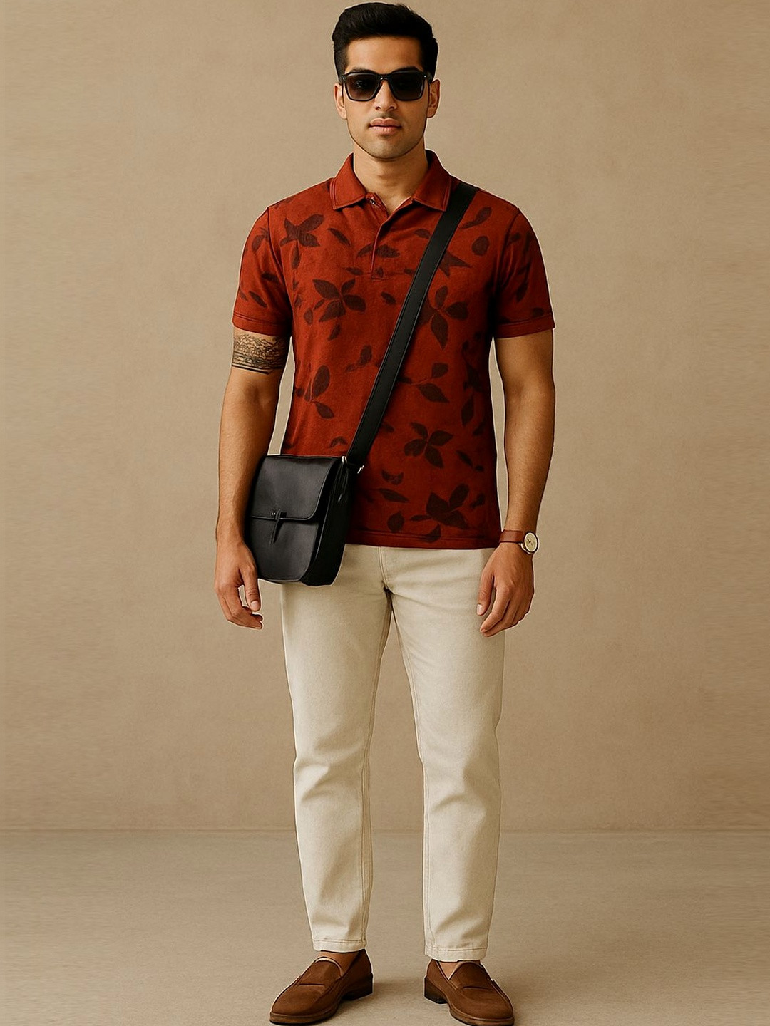 SZN Men Floral Printed Polo Collar T-shirt