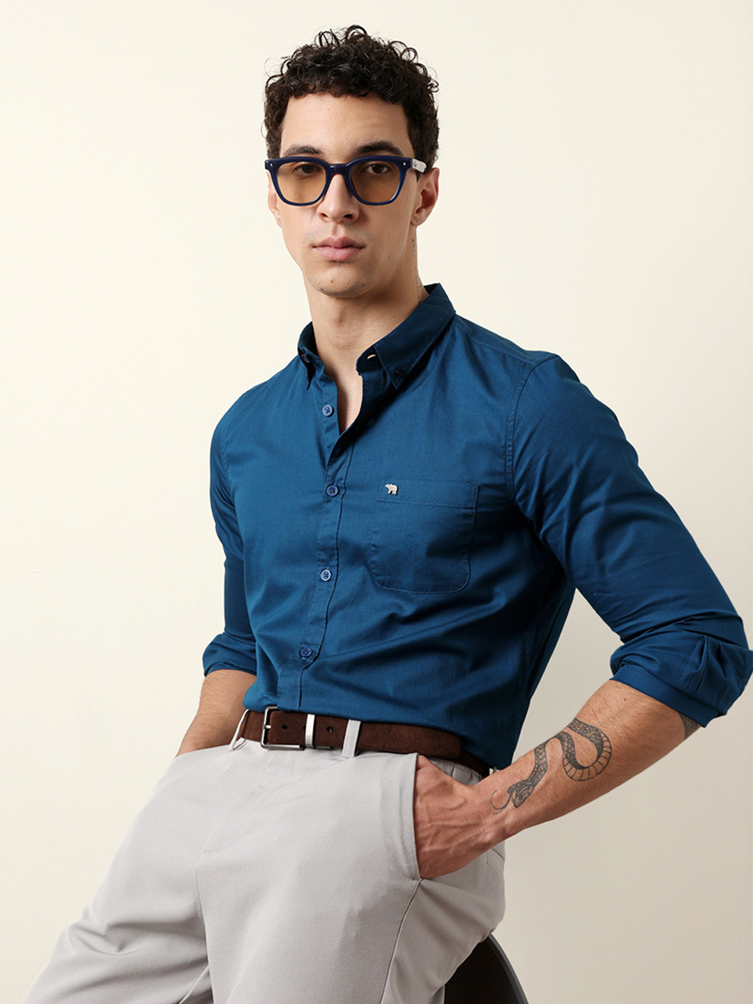 THE BEAR HOUSE Men Slim Fit Casual Shirt