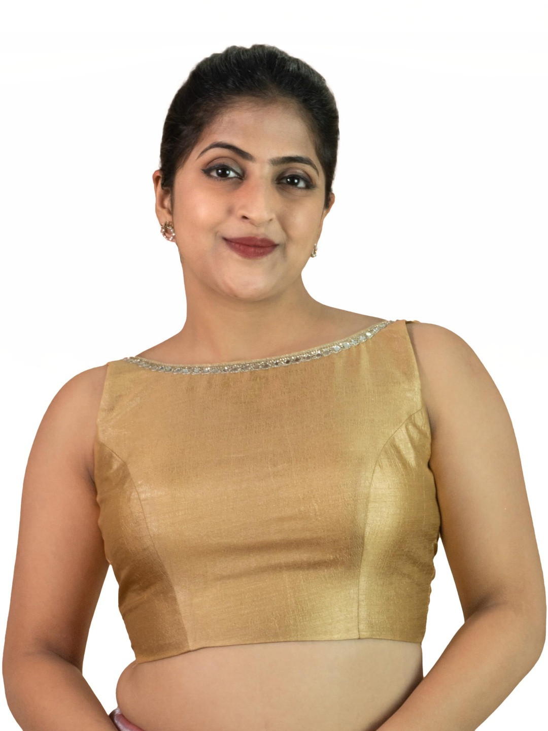 FIGURES DESIGNER Boat Neck Sleeveless Saree Blouse