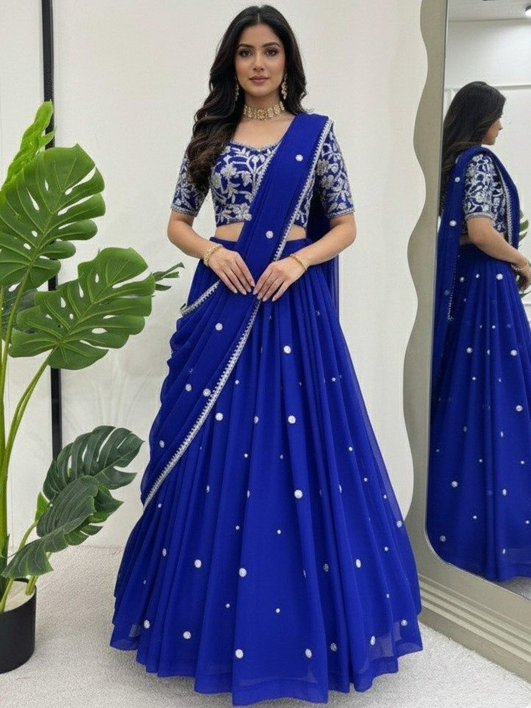 Futra Gabha Embroidered Sequinned Ready To Wear Lehenga & Blouse With Dupatta