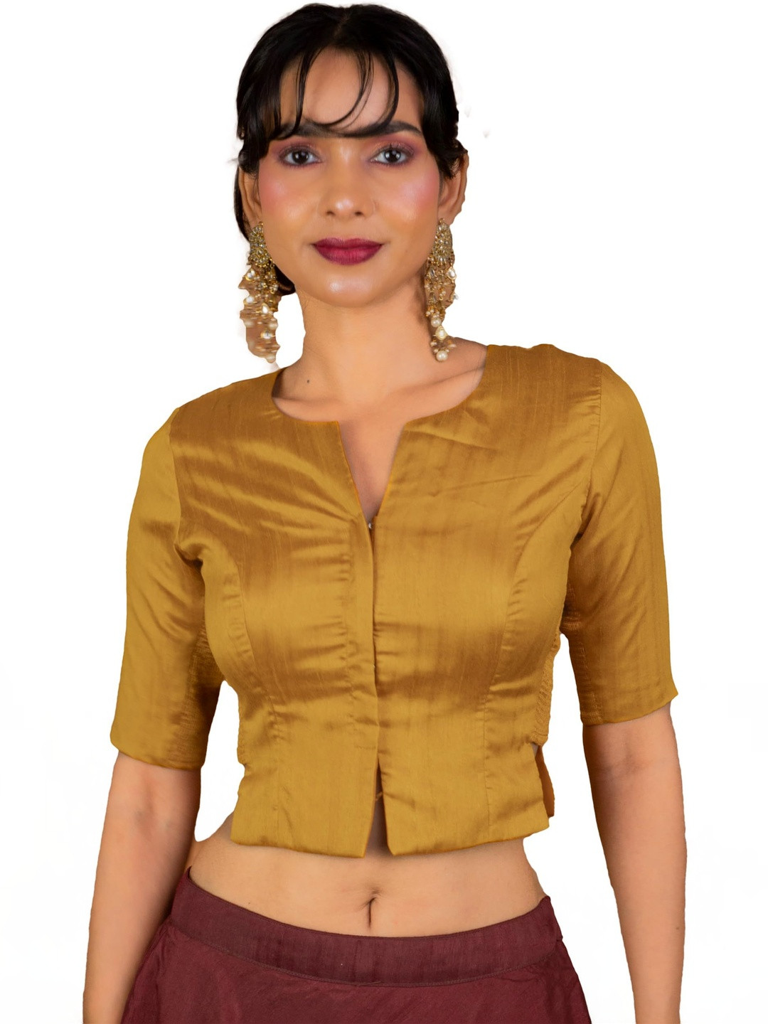 FIGURES DESIGNER V-Neck Short Sleeves Saree Blouse