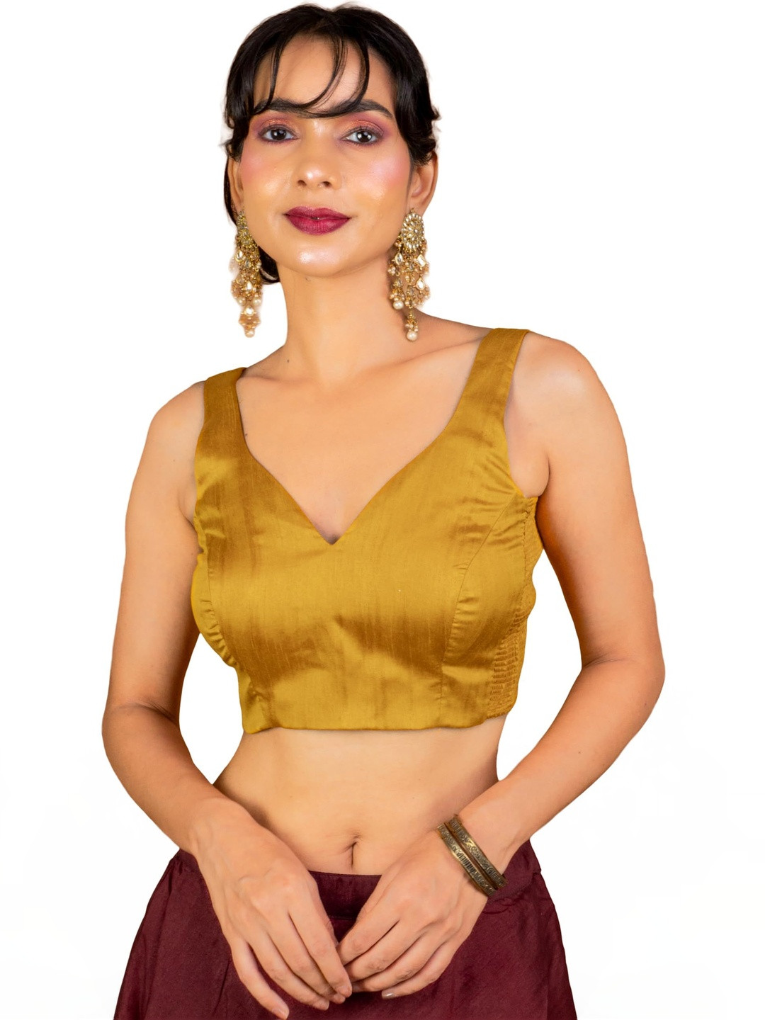 FIGURES DESIGNER V-Neck Sleeveless Saree Blouse