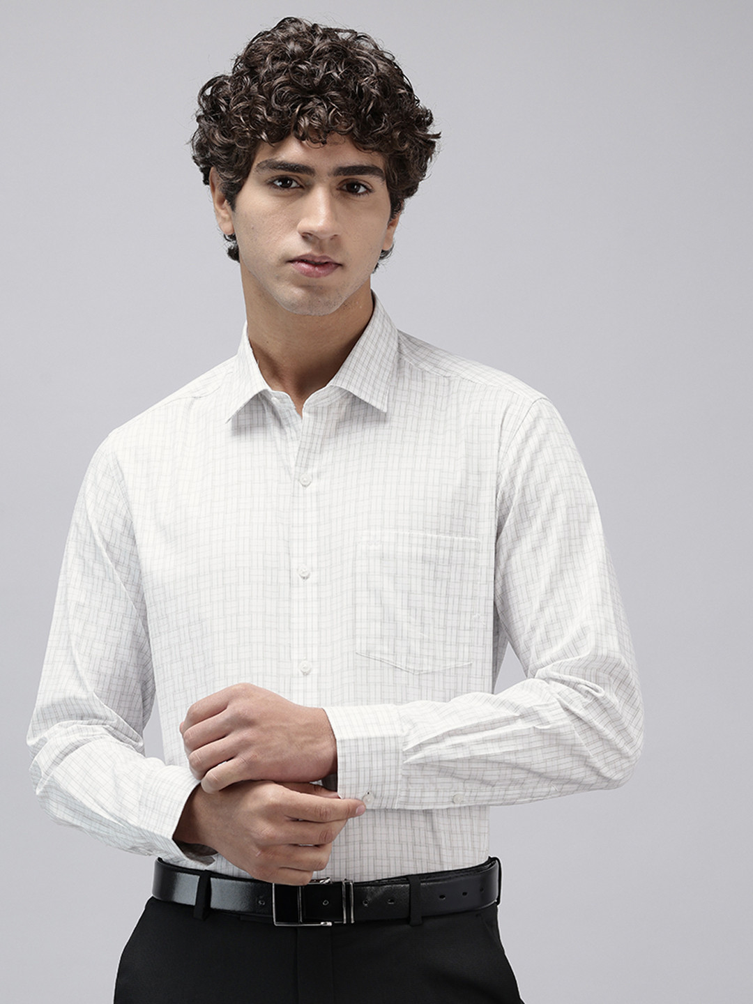 Arrow Manhattan Slim Fit Checked Pure Cotton Formal Shirt
