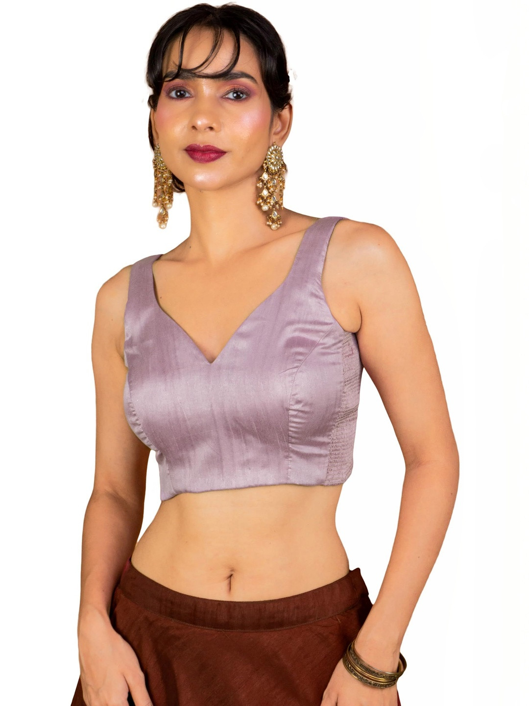 FIGURES DESIGNER V-Neck Sleeveless Saree Blouse