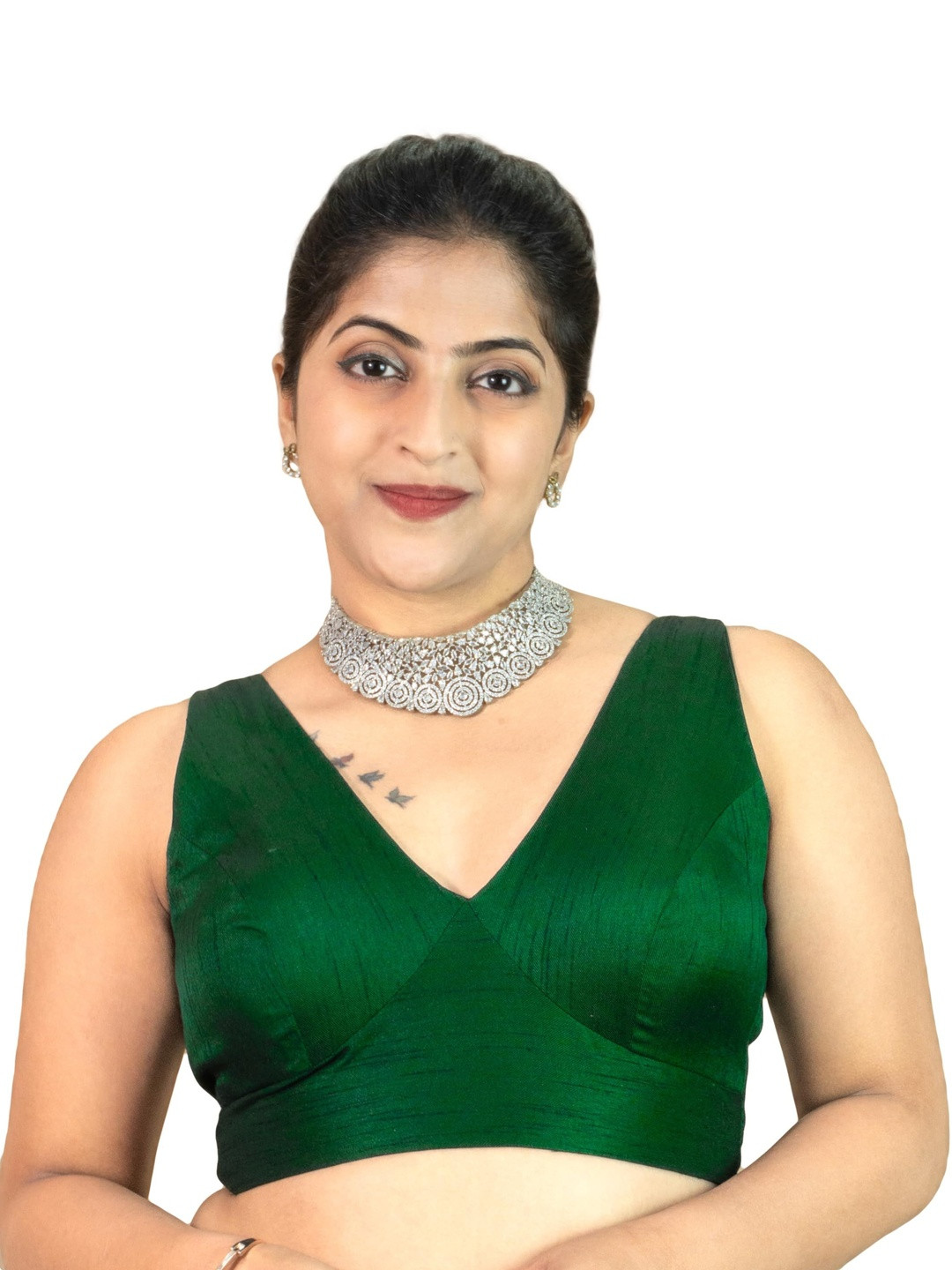 FIGURES DESIGNER V-Neck Sleeveless Saree Blouse