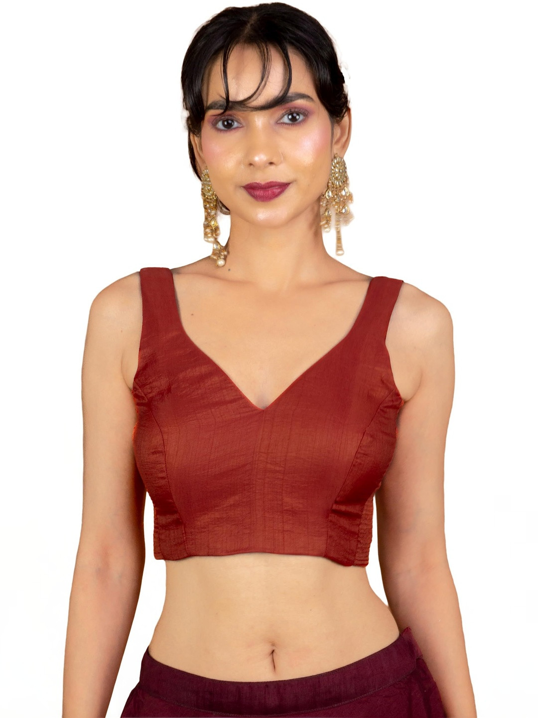 FIGURES DESIGNER V-Neck Sleeveless Saree Blouse