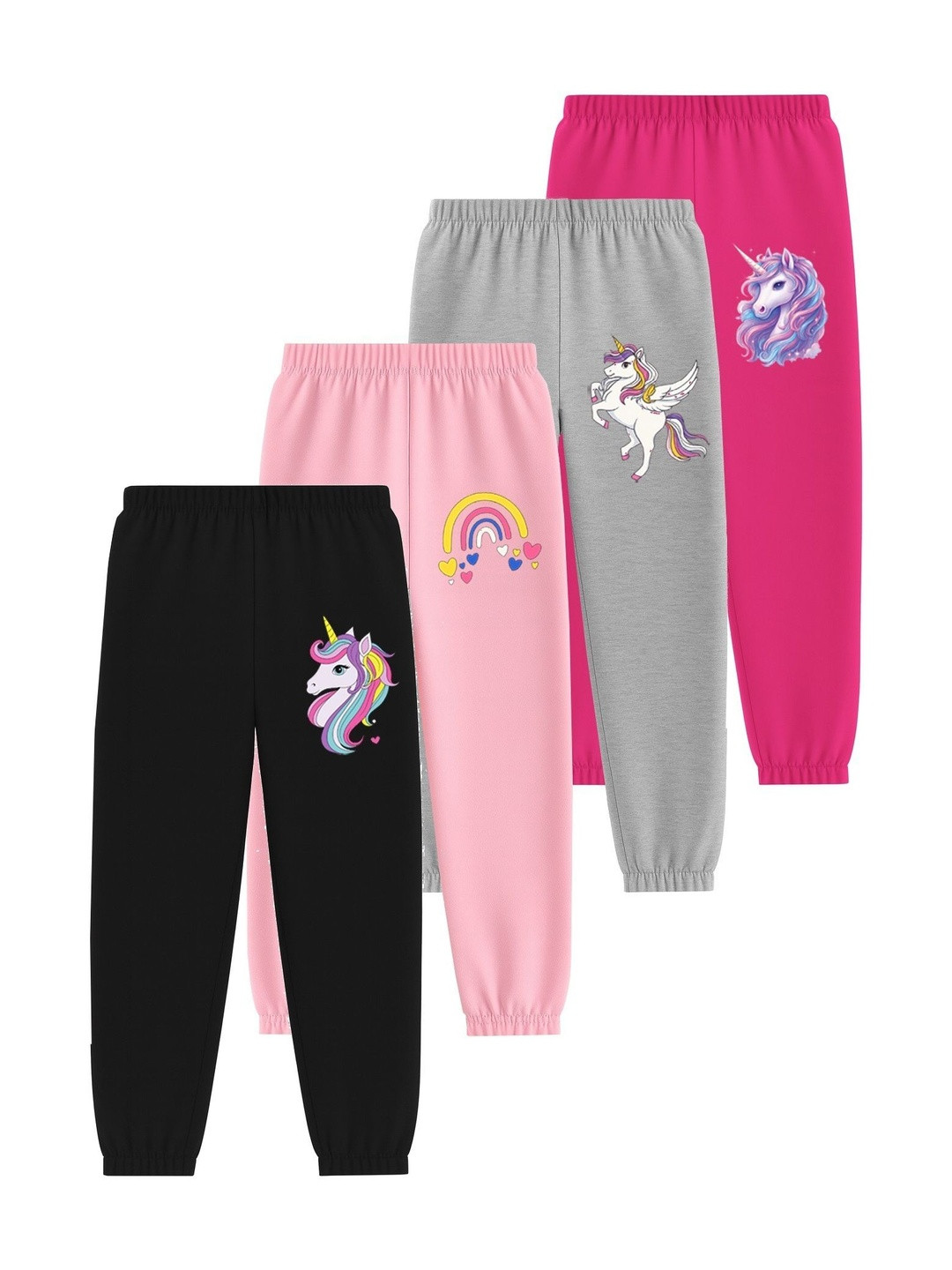 Girls' Printed Joggers - Combo Pack of 4