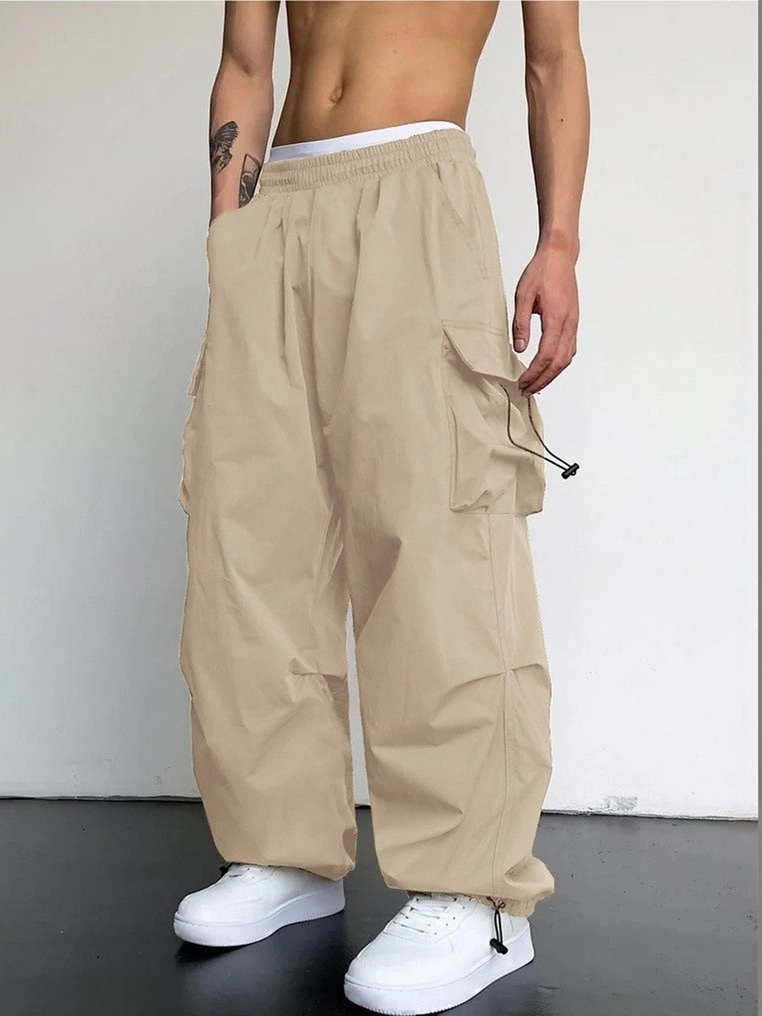 GENZILOOKS Men High-Rise Cargos Trousers
