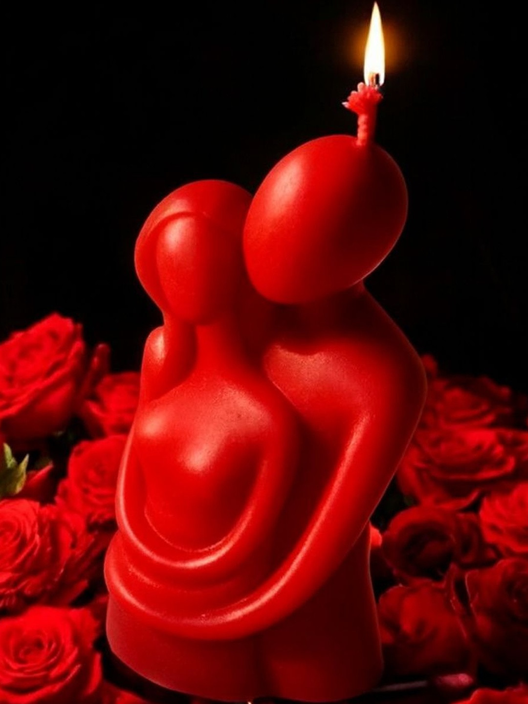 EarthCraft 1-Pc Red Couple Shape Pillar Candle
