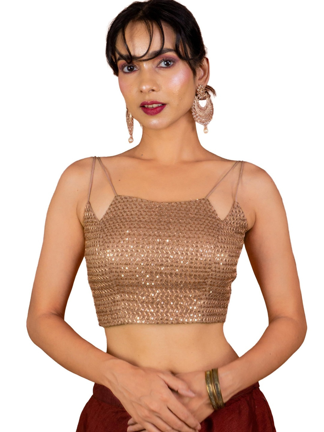 FIGURES DESIGNER Embroidered Square Neck Sleeveless Saree Blouse