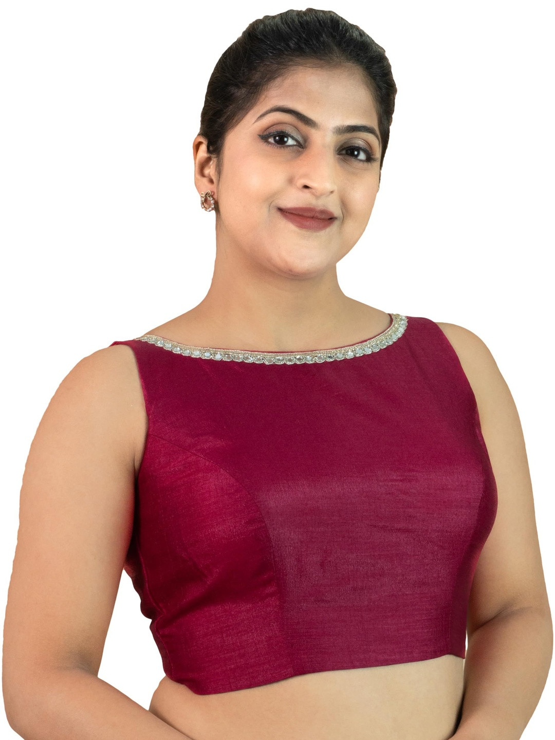 FIGURES DESIGNER Boat Neck Sleeveless Saree Blouse