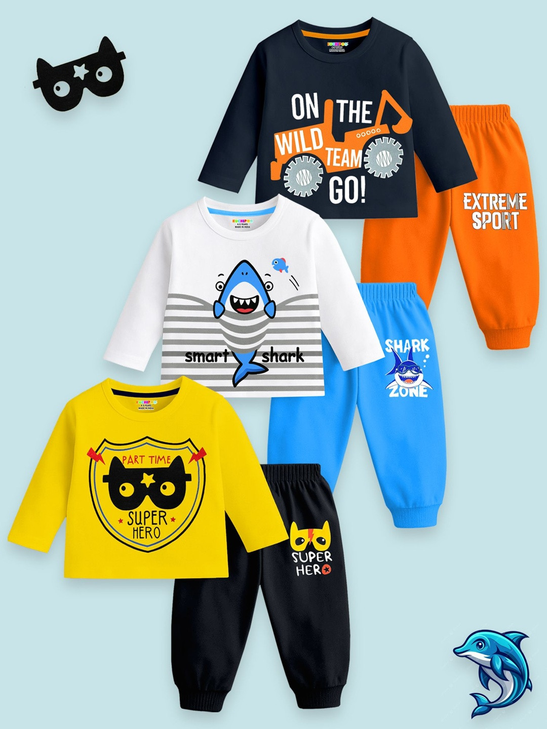 KUCHIPOO Boys Printed T-shirt with Pyjamas
